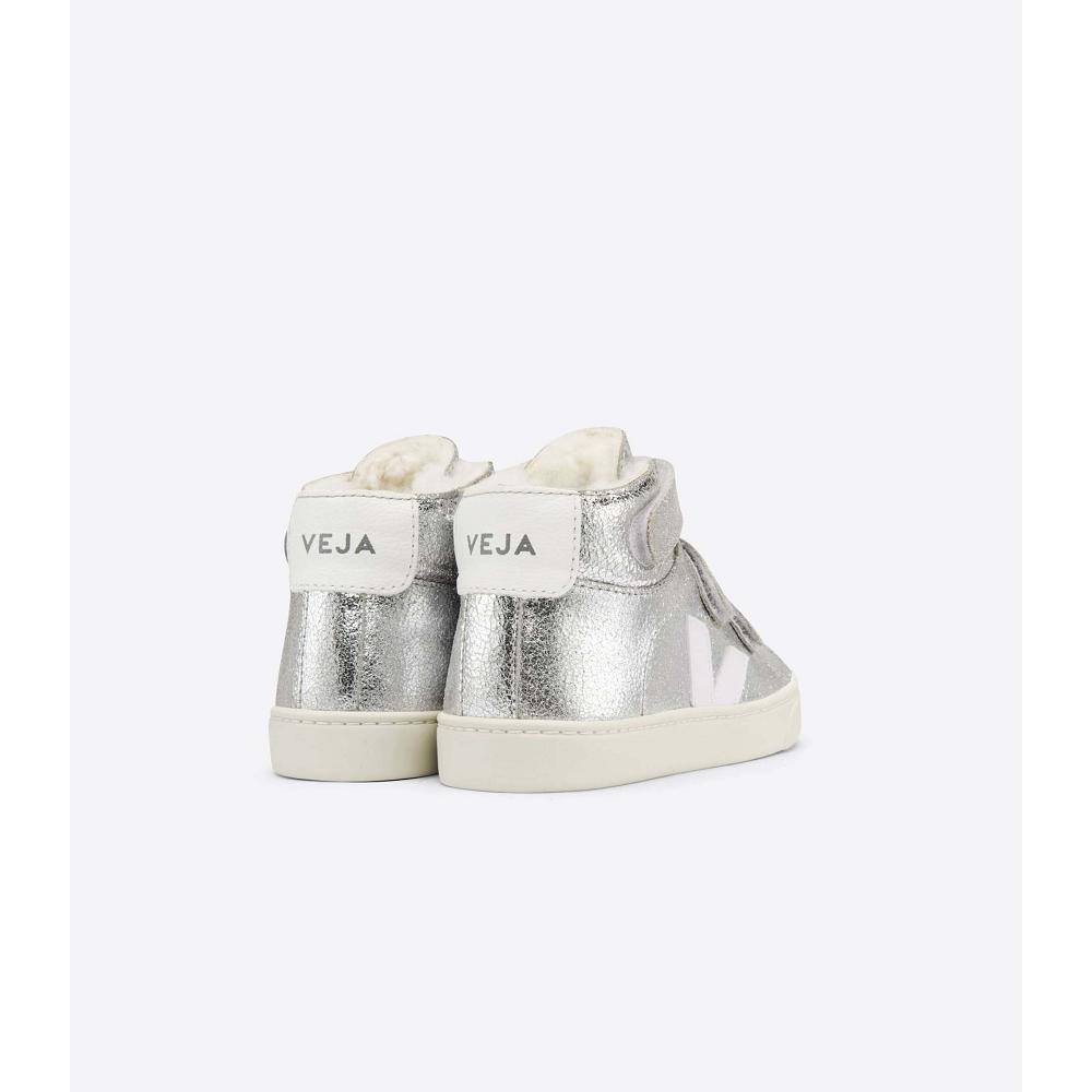 Veja ESPLAR MID FURED SUEDE Kids' High Tops Silver | CA 700GSO